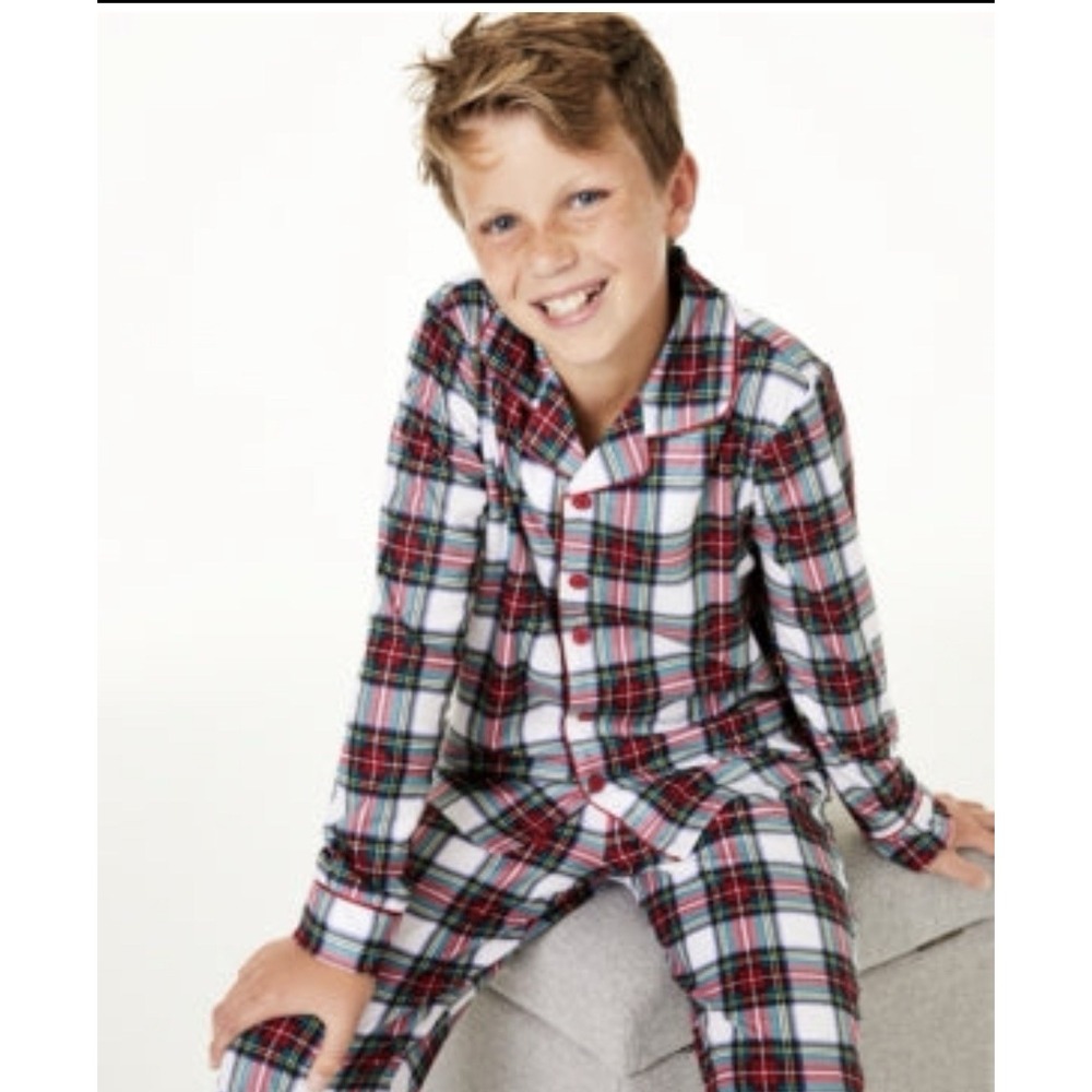 Kids Stewart Plaid Pajama Set 2-PC 4-5 Yrs Red/White